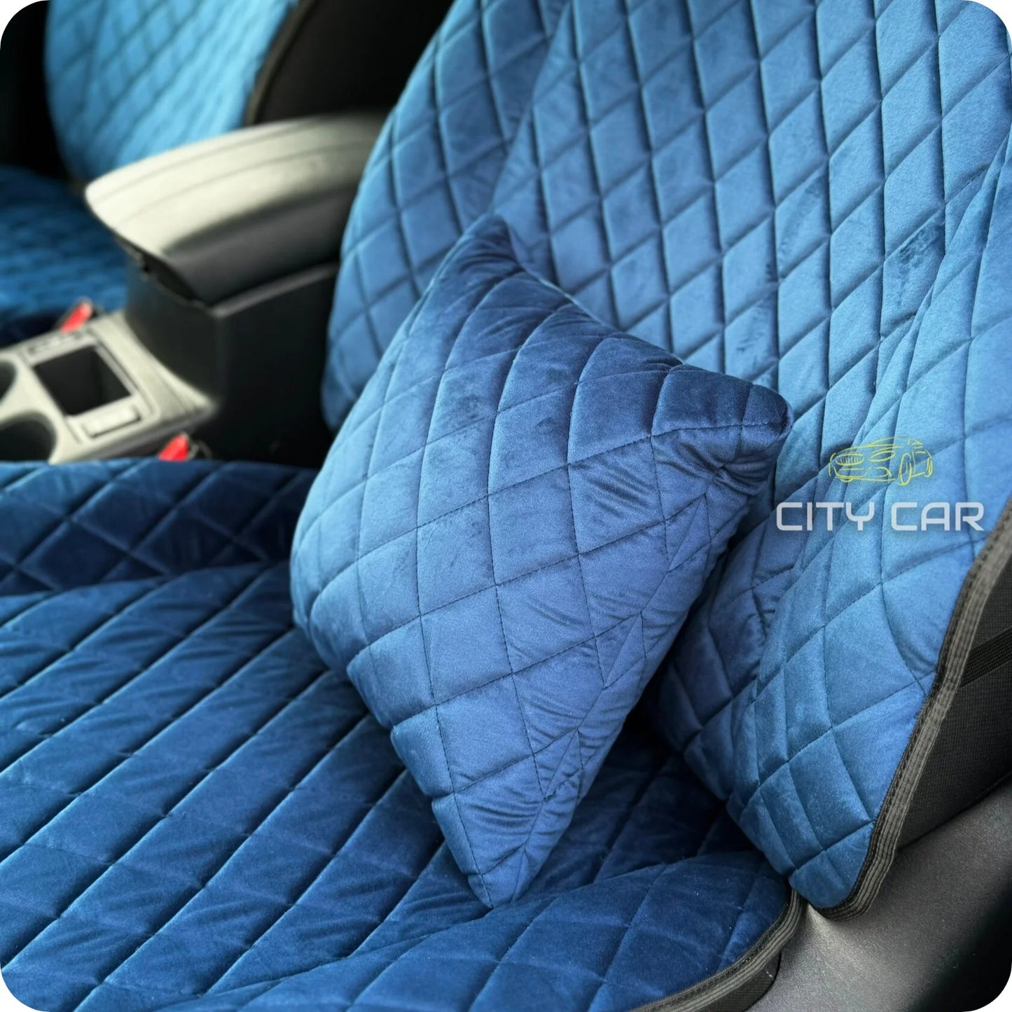 Car seat covers Alcantara "Blue rhombus"