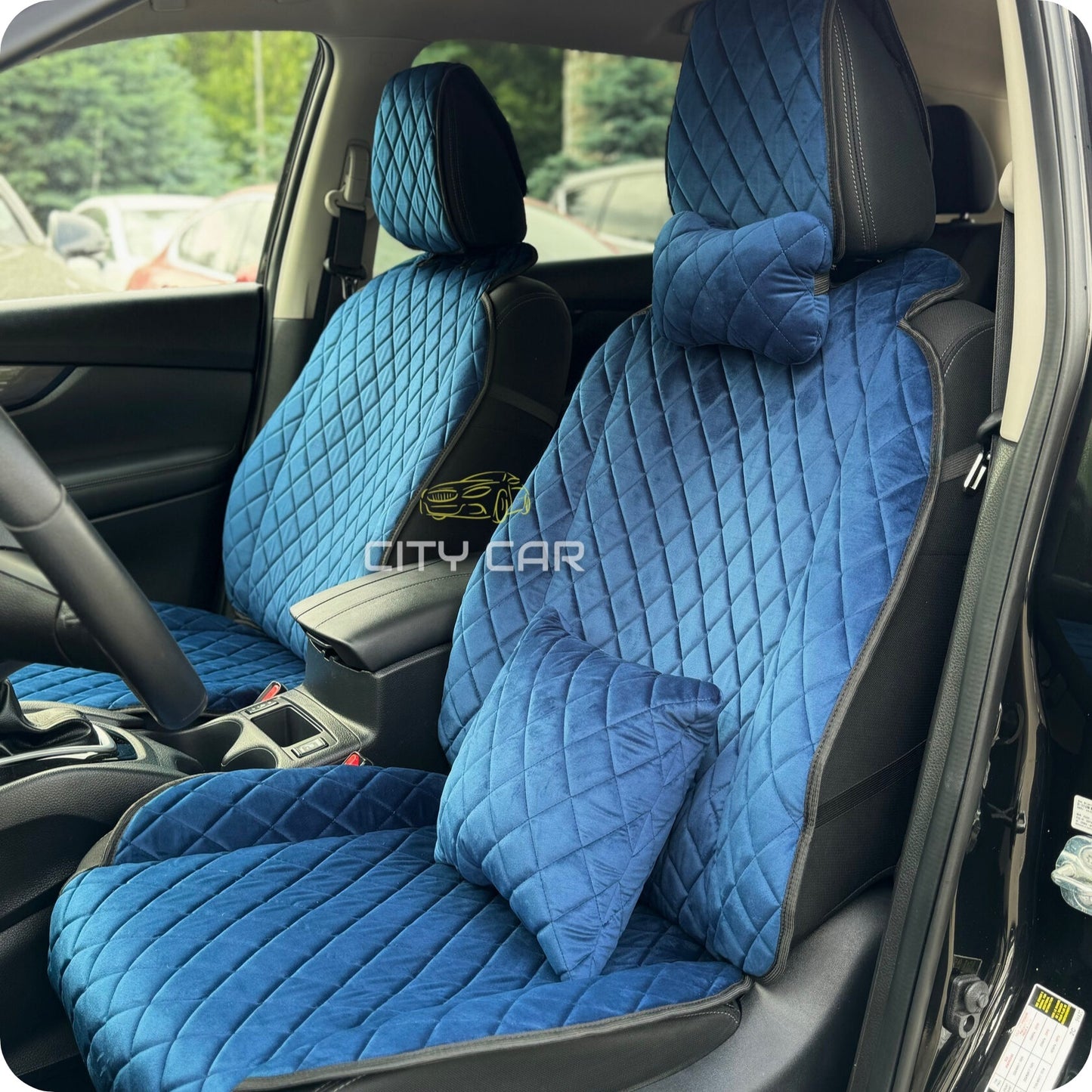 Car seat covers Alcantara "Blue rhombus"