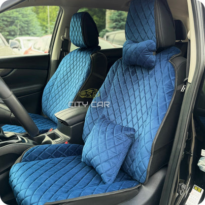 Car seat covers Alcantara "Blue rhombus"