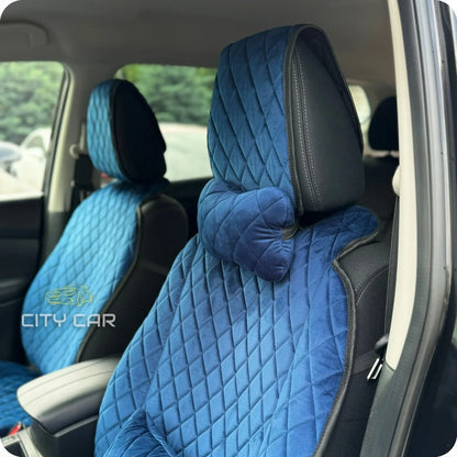 Car seat covers Alcantara "Blue rhombus"