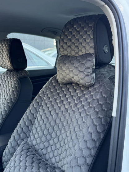 Car seat covers Alcantara "Dark-gray honeycomb"