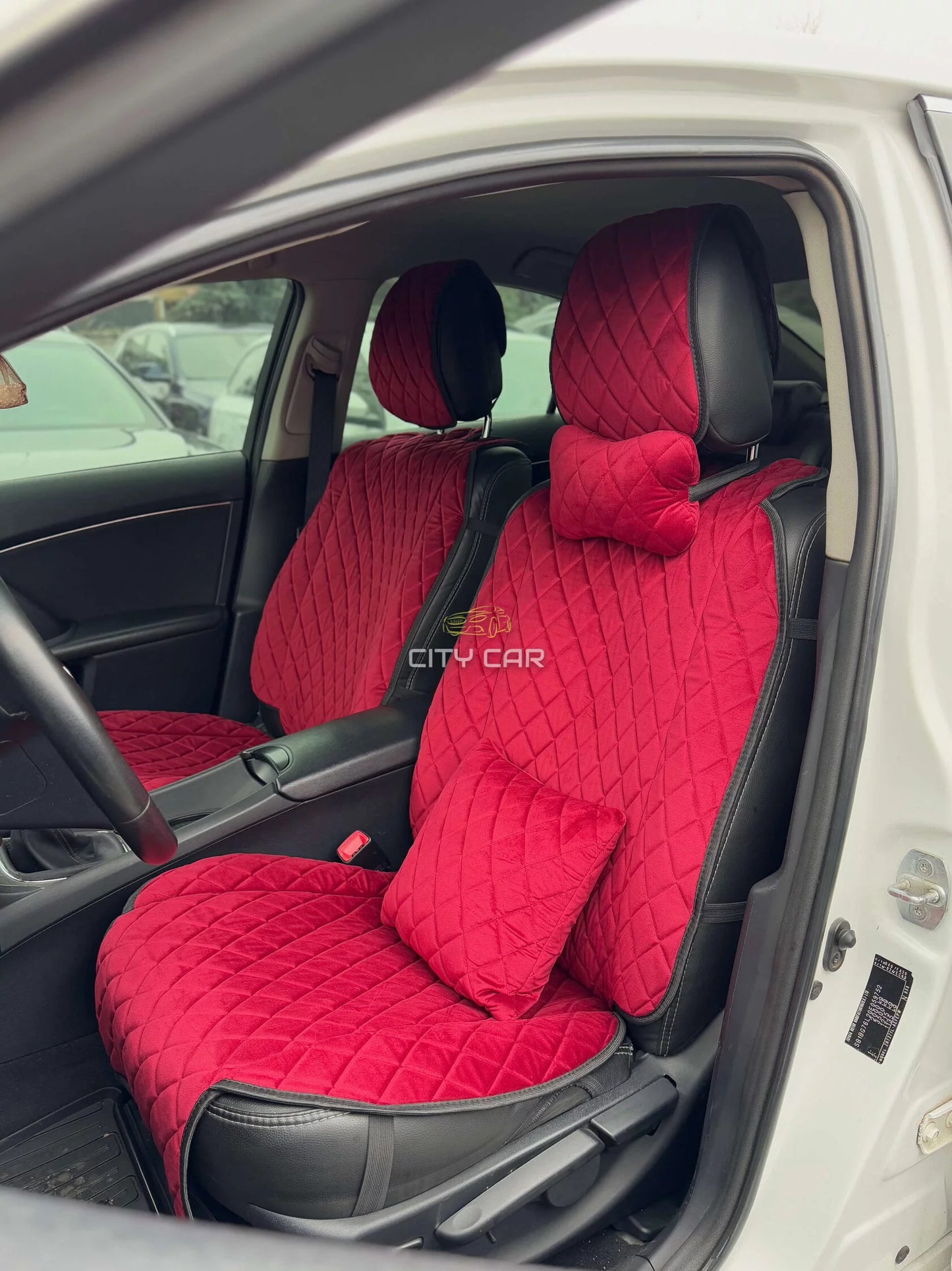 Car seat covers Alcantara "Red rhombus"