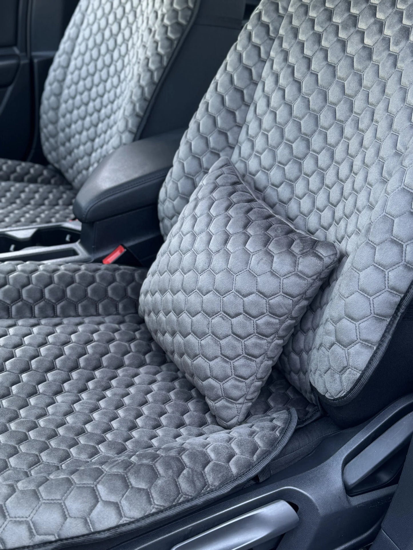 Car seat covers Alcantara "Dark-gray honeycomb"