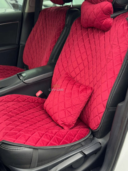 Car seat covers Alcantara "Red rhombus"