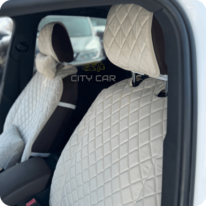 Car seat covers Alcantara "Beige rhombus"