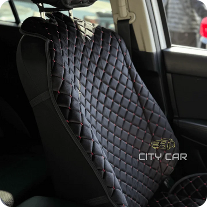 Car seat covers Alcantara "Black rhombus with red thread"