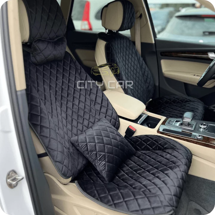 Car seat covers Alcantara "Black rhombus"